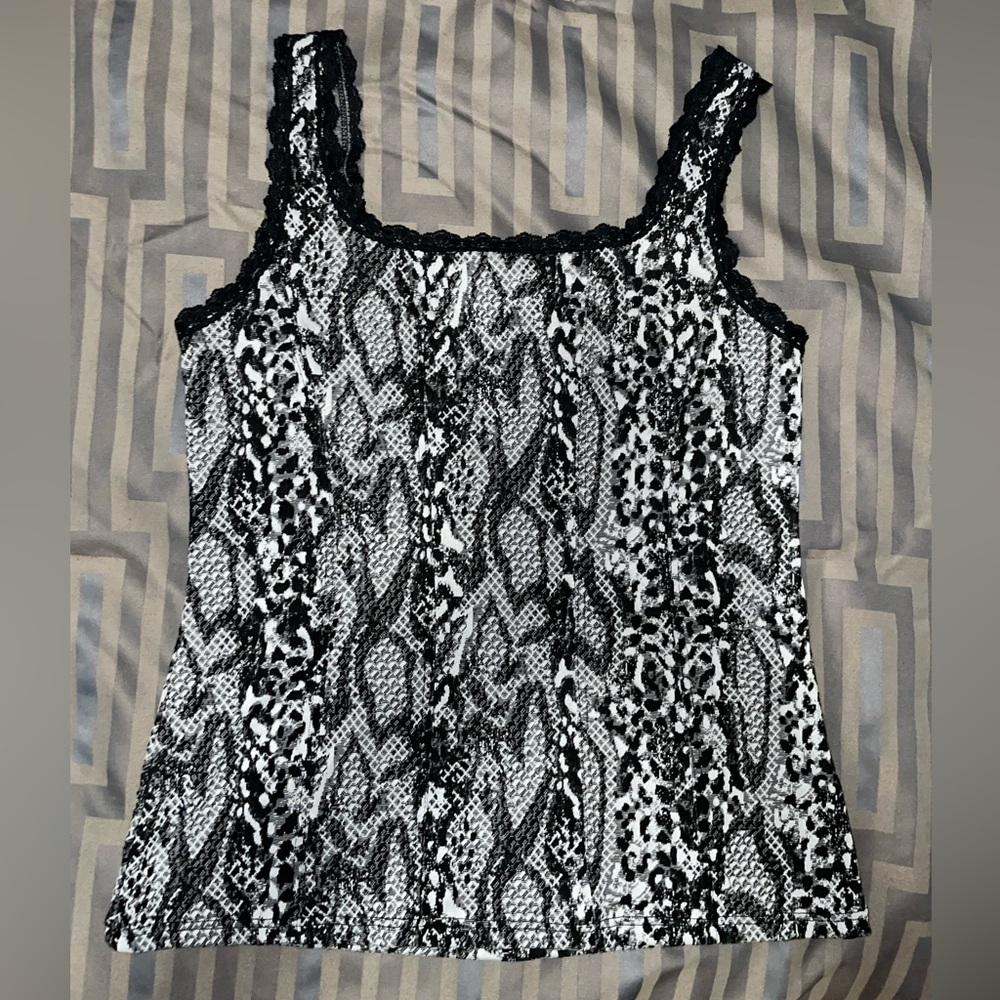 White House Black Market Snake Jacquard Corset Cami Size Large Women’s Black